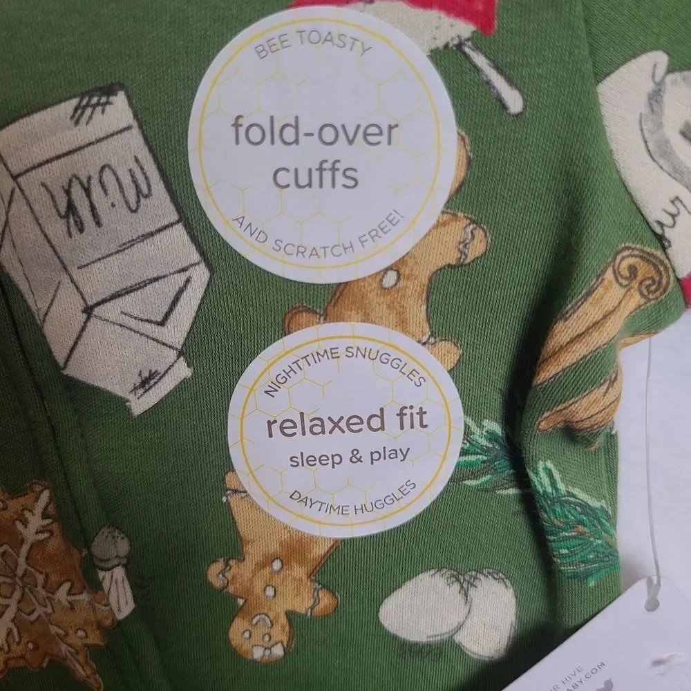 Burt's Bees Baby 0-3mos NWT Christmas Cookies Pajama Sleeper Long Sleeve Footed